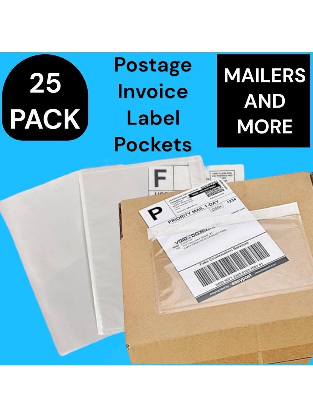 25 (7.5 X 5.5) Clear Postage Invoice Label Pockets PRICE IS FIRM - Picture 2 of 9
